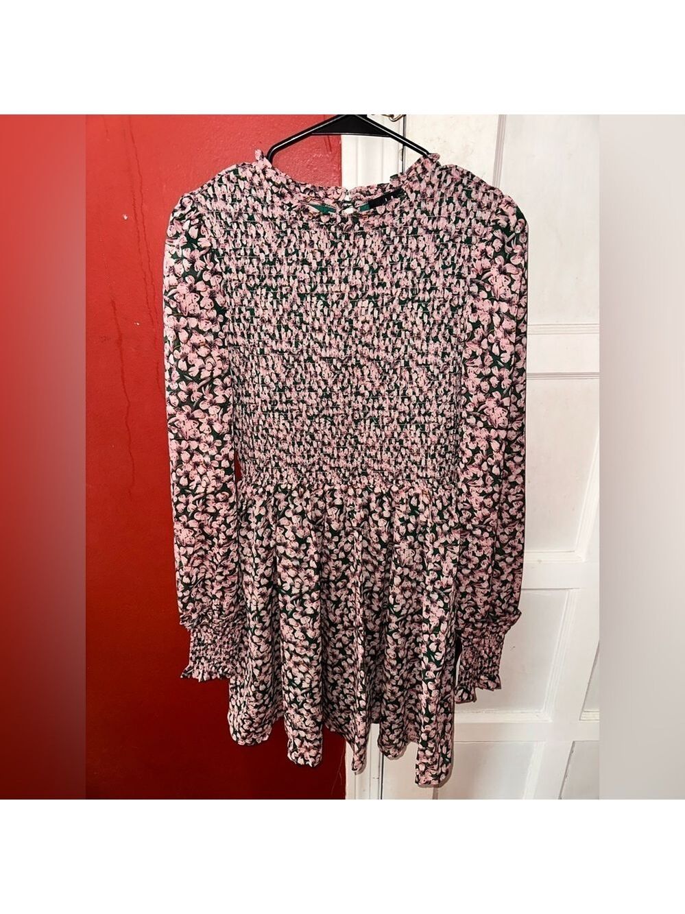 Lulus Floral Forever Green and Pink Floral Print Smocked Skater Dress NWT - Picture 14 of 15